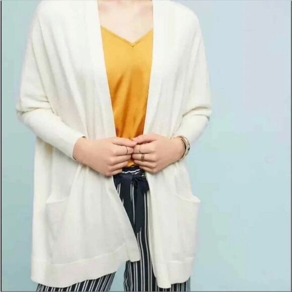 Moth Anthropologie Cotton Cashmere Open Front Cardigan - Picture 1 of 10